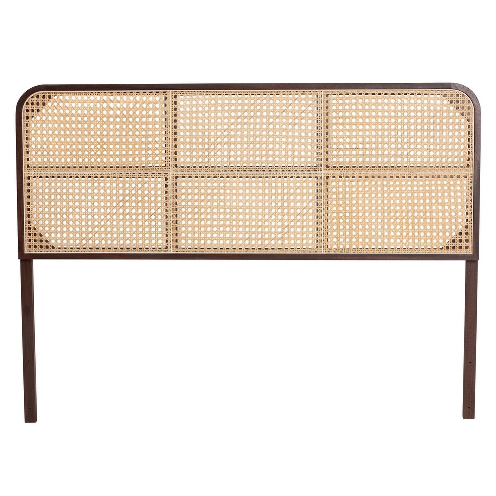 bali   pari Lainer Modern Bohemian Bayur Wood and Natural Rattan Headboard