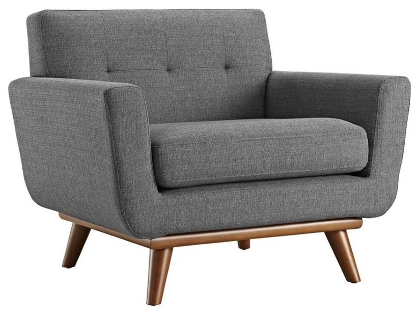 Hawthorne Collection Upholstered Accent Chair in Gray   Midcentury   Armchairs And Accent Chairs   by Homesquare  Houzz