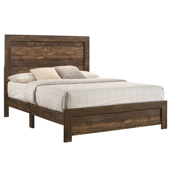 Furniture of America Greer Rustic Walnut 2-Piece Bed and Nightstand Set - - 35269919