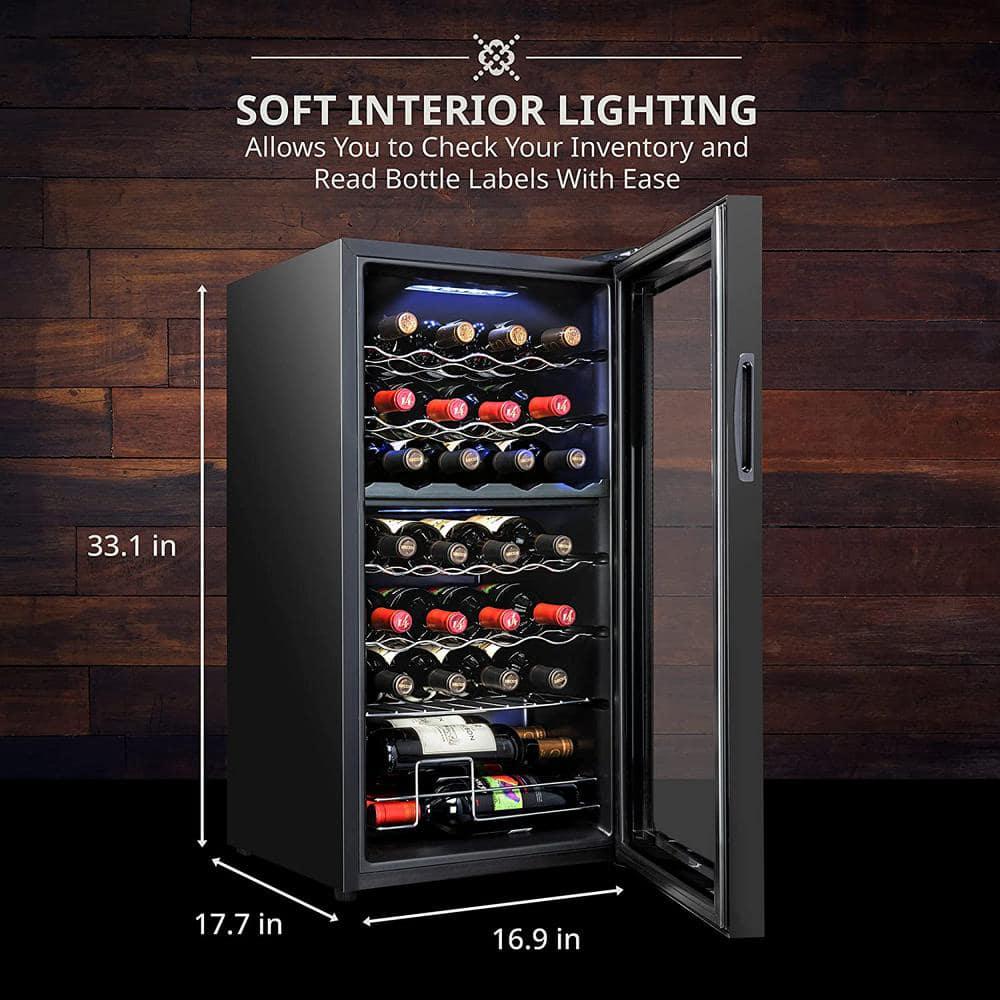 Ivation Wine Fridge Dual Zone 28Bottle Free Standing Wine Cooler with Lock