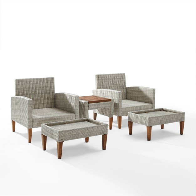 Capella 5pc Outdoor Wicker Chair Set Gray Crosley