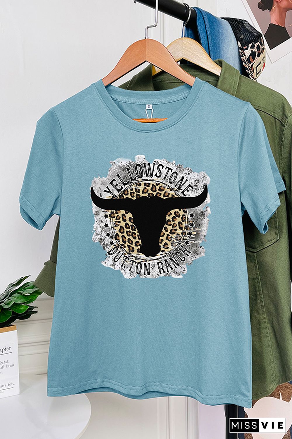 Yellowstone Dutton Ranch Leopard Short Sleeve Graphic Tee Wholesale