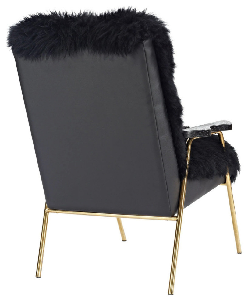 Isabella Black Sheepskin Armchair   Midcentury   Armchairs And Accent Chairs   by V.S.D Furniture  Houzz