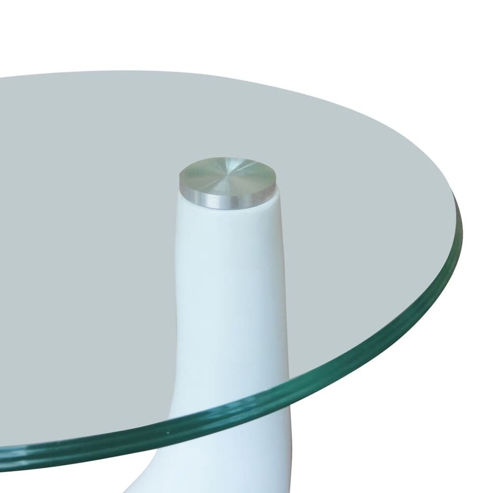 vidaXL Coffee Table End Table Living Room Side Table with Round Glass Top