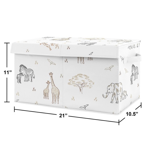 Sweet Jojo Designs Boy Or Girl Gender Neutral Unisex Fabric Storage Toy Bin Serengeti Animals Multicolor