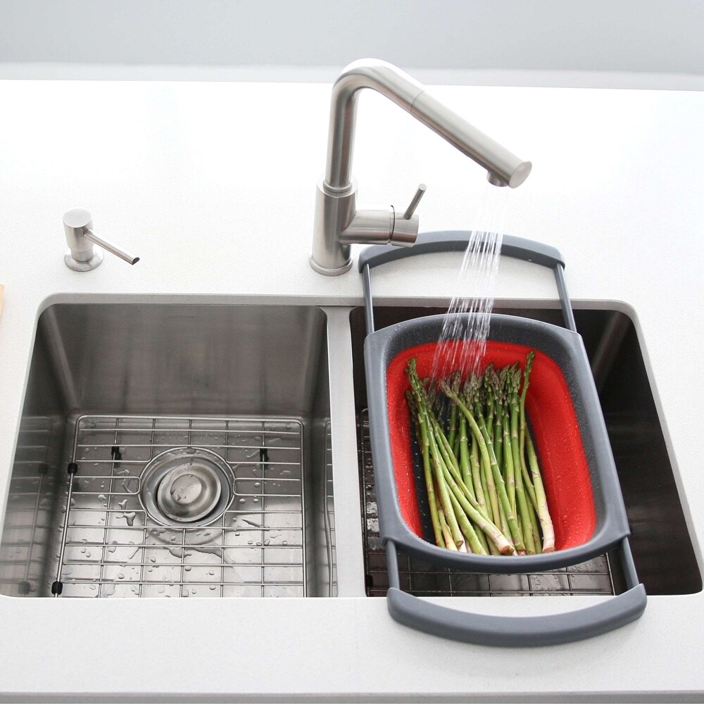 STYLISH Collapsible Colander Over The Sink with Extendable Handles   15.25\