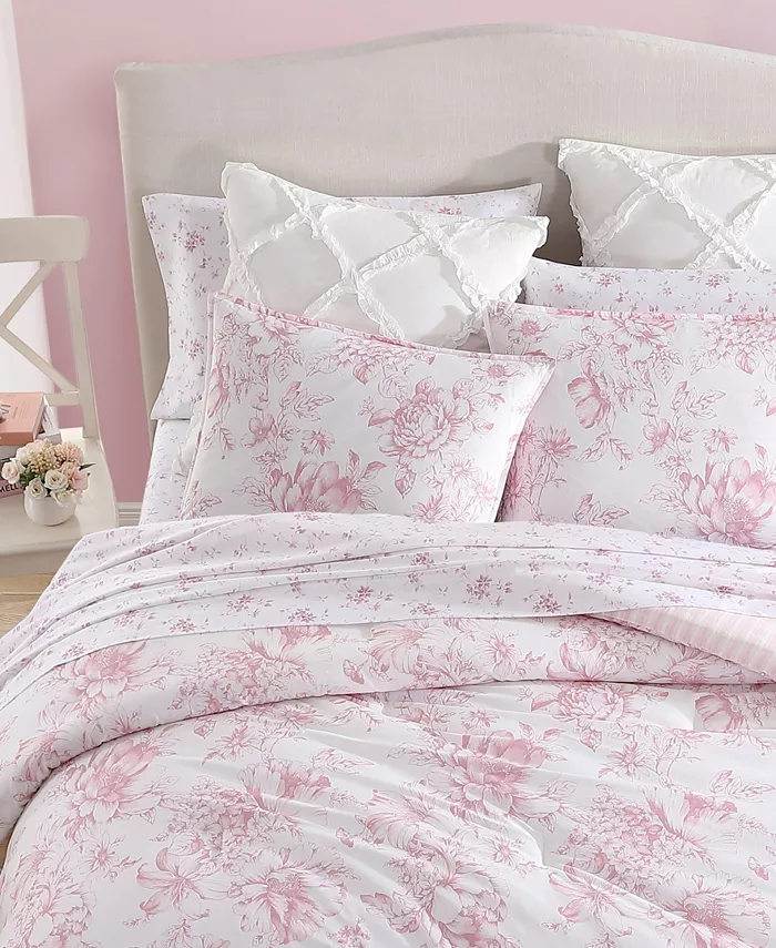 Laura Ashley Delphine Cotton Reversible 2 Piece Comforter Set， Twin XL