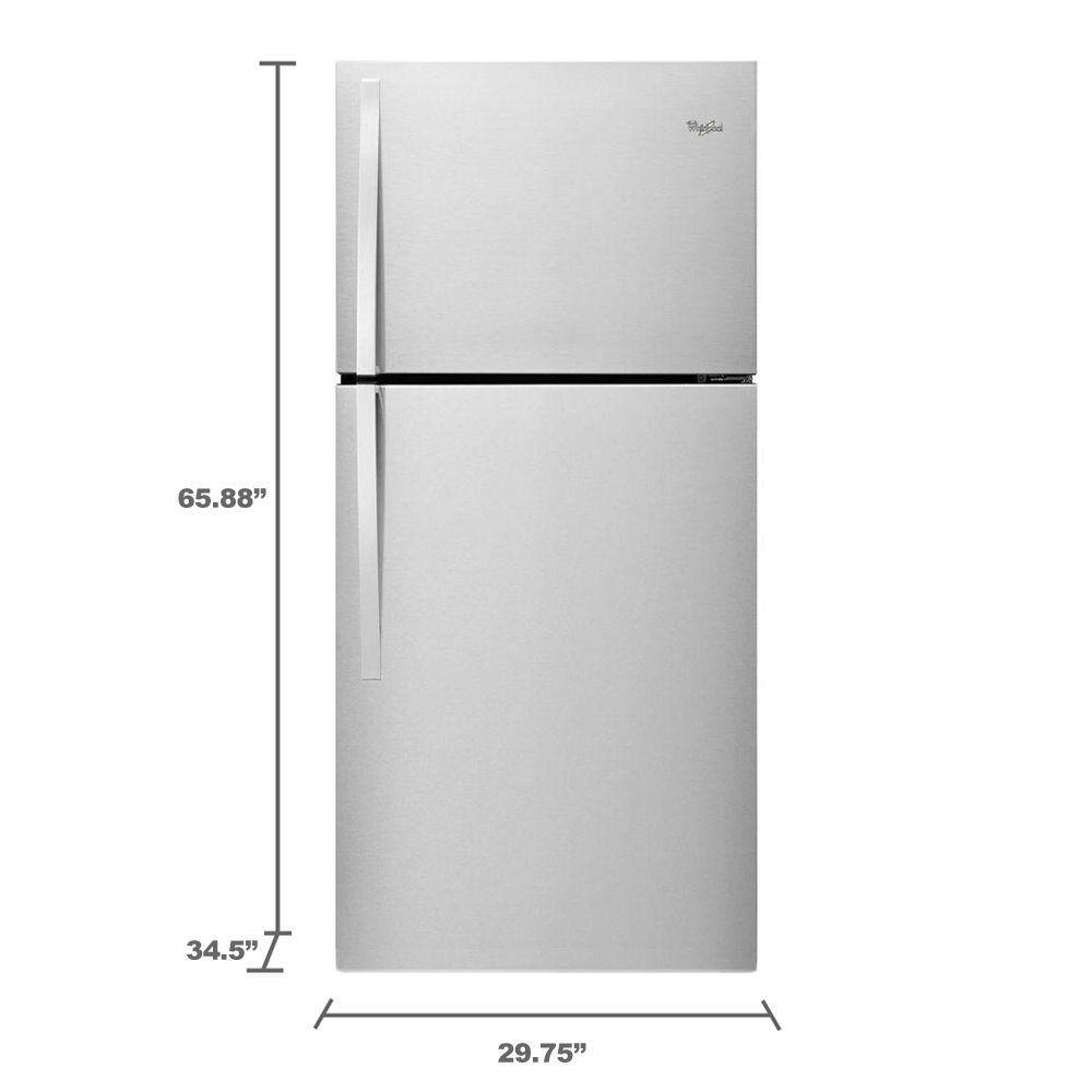 Whirlpool 19.2 cu. ft. Top Freezer Refrigerator in Monochromatic Stainless Steel WRT519SZDM