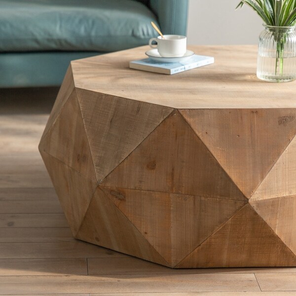 Modern Geometric Coffee Table for Living Room， Three-dimensional Embossed Pattern Design Sofa Table Cocktail Table