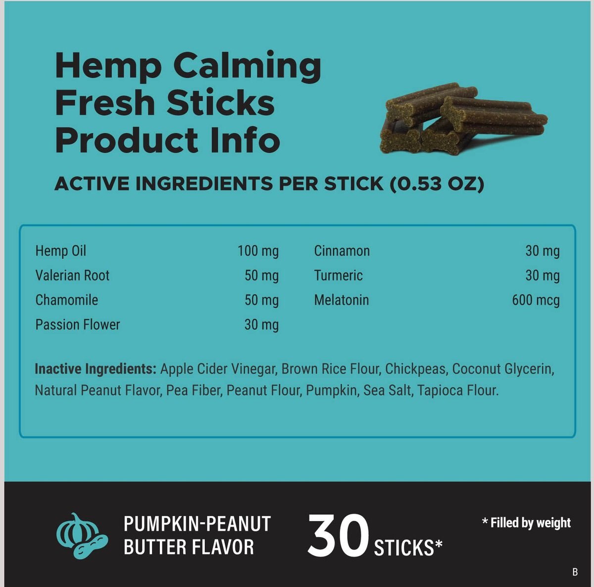 PetHonesty Hemp Calming Fresh Sticks Pumpkin-Peanut Butter Flavor Dog Dental Chews