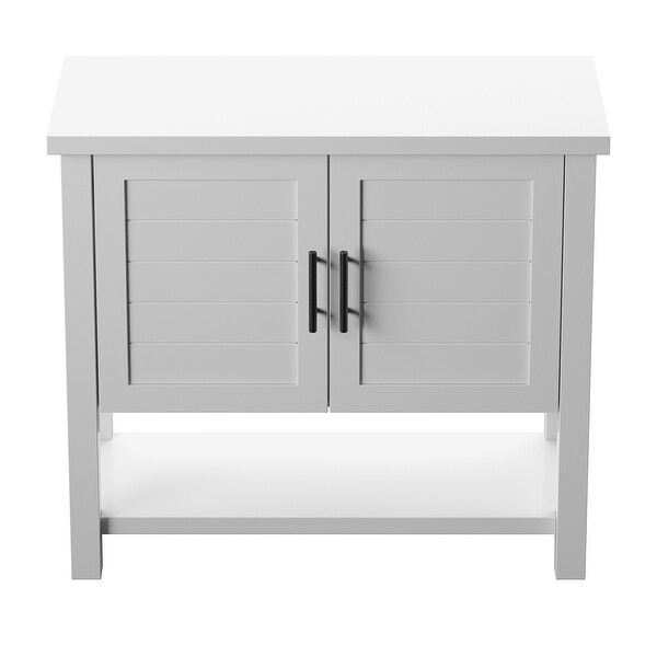 Console Table with USB Charging Ports and Louvered Doors