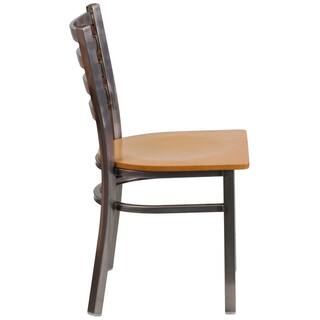 Carnegy Avenue Natural Wood SeatClear Coated Metal Frame Restaurant Chairs (Set of 2) CGA-XU-167414-NA-HD