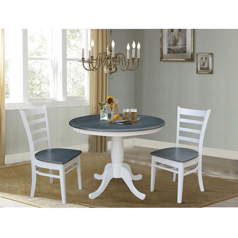 International Concepts Round Dining Table and Chair 3-piece Set