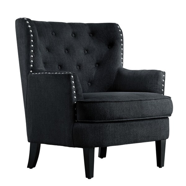 Moser Bay Mignon Velvet / Linen 30'' Wide Tufted Wingback Accent Chair