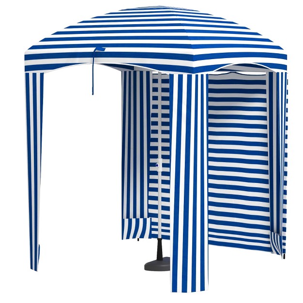 Outsunny 5 9 x27 X 5 9 x27 Cabana Umbrella Outdoor Beach Umbrella With Windows Sandbags Carry Bag