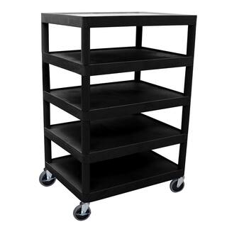 Luxor BC 32 in. 5-Shelf Plastic Utility Cart in Black BC55-B