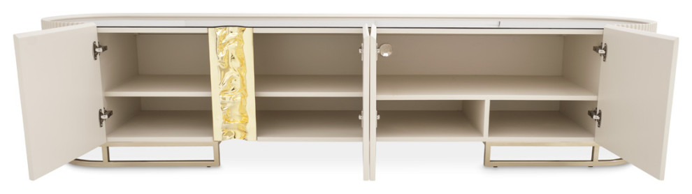 Lisbon Media Cabinet  Silken Matte Cream   Contemporary   Entertainment Centers And Tv Stands   by Michael Amini  Houzz