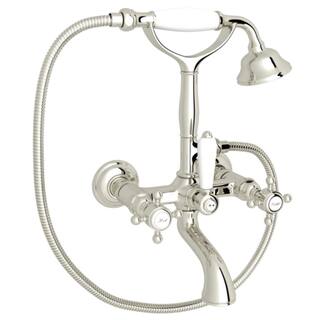 ROHL Italian Bath 3-Handle Wall-Mount Roman Tub Faucet with Hand Shower in Polished Nickel A1401XMPN