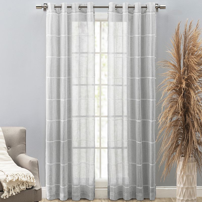 Horizon Stripe Textured Semi-Sheer Grommet Curtain Panel