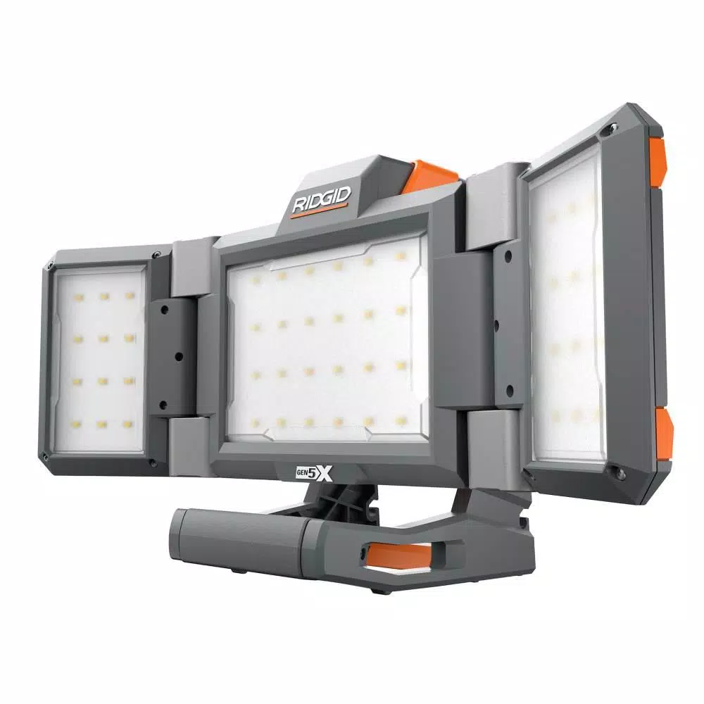 RIDGID 18-Volt Hybrid Folding Panel Light with 18-Volt Lithium-Ion 2.0 Ah Battery and Charger Kit and#8211; XDC Depot