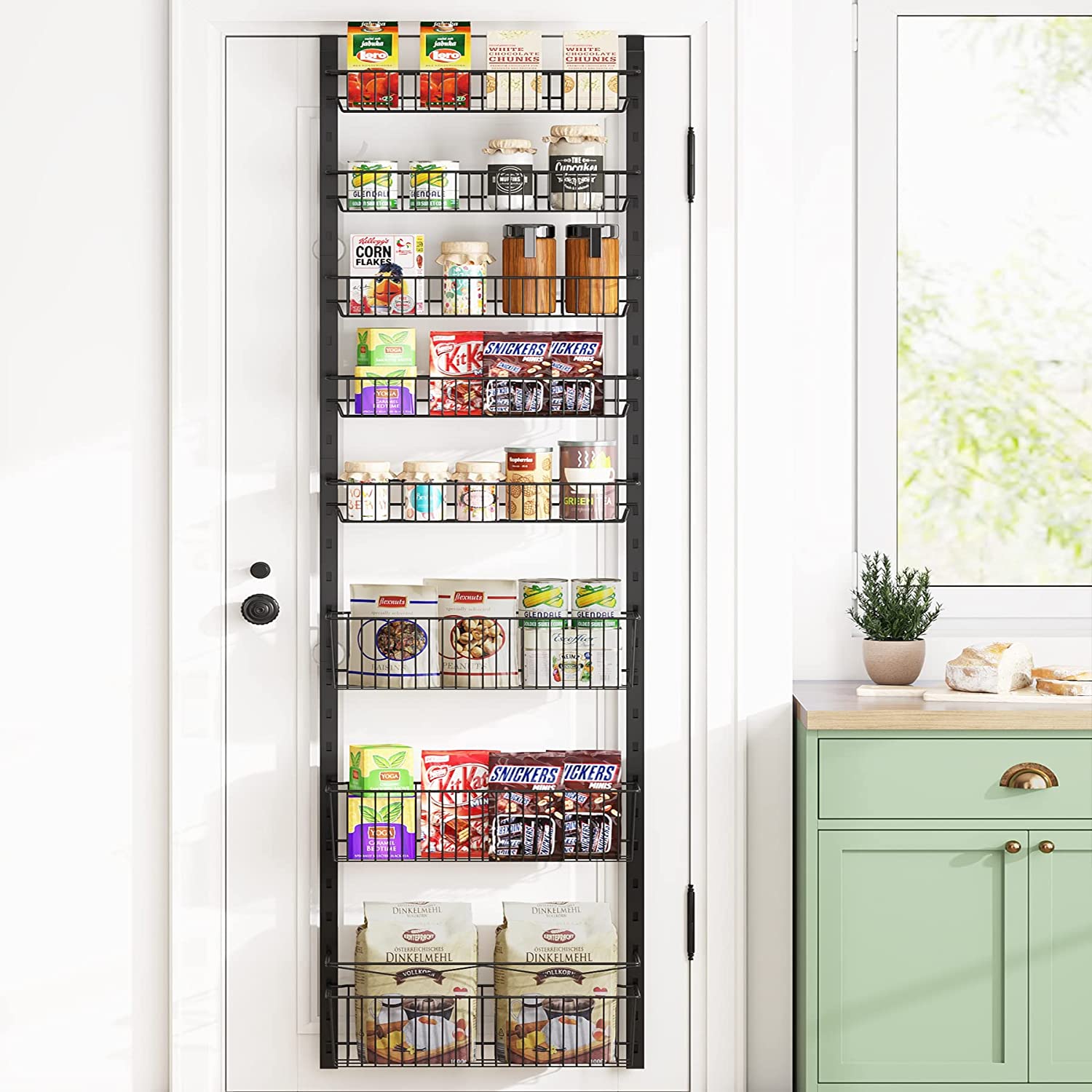 Over the Door Pantry Organizer， 8-Tier Pantry Door Organizer with Adjustable Baskets for Kitchen Pantry