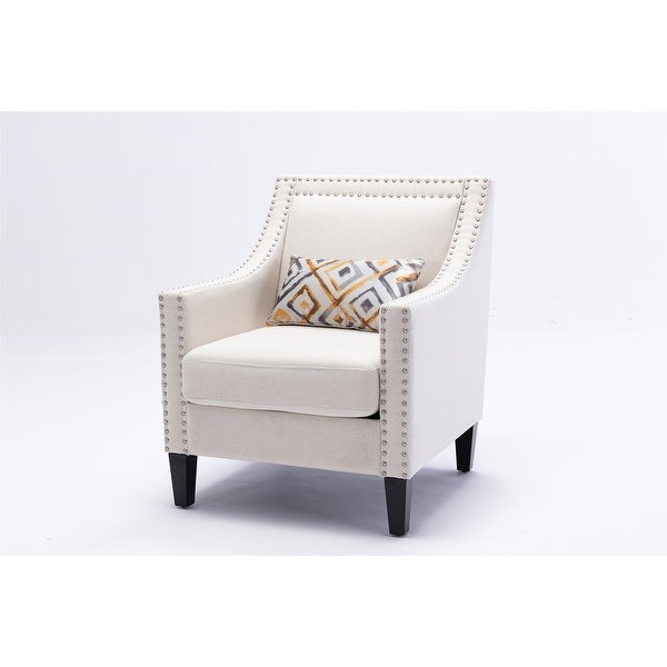 Accent Chair with Nailheads， Tight Back and Solid Wood Legs