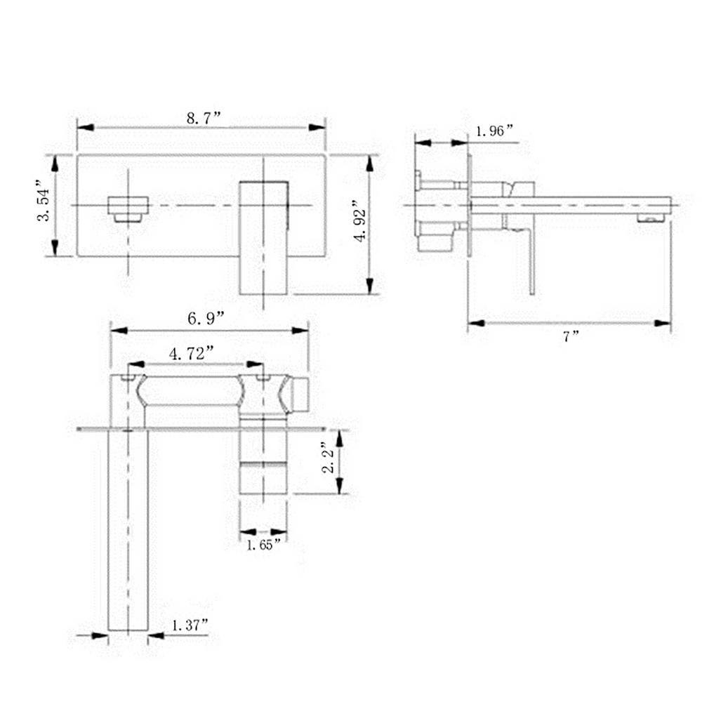 FORCLOVER Single-Handle Wall Mounted Faucet for Bathroom with Deck Plate Included in Matte Black GeYSWNK24