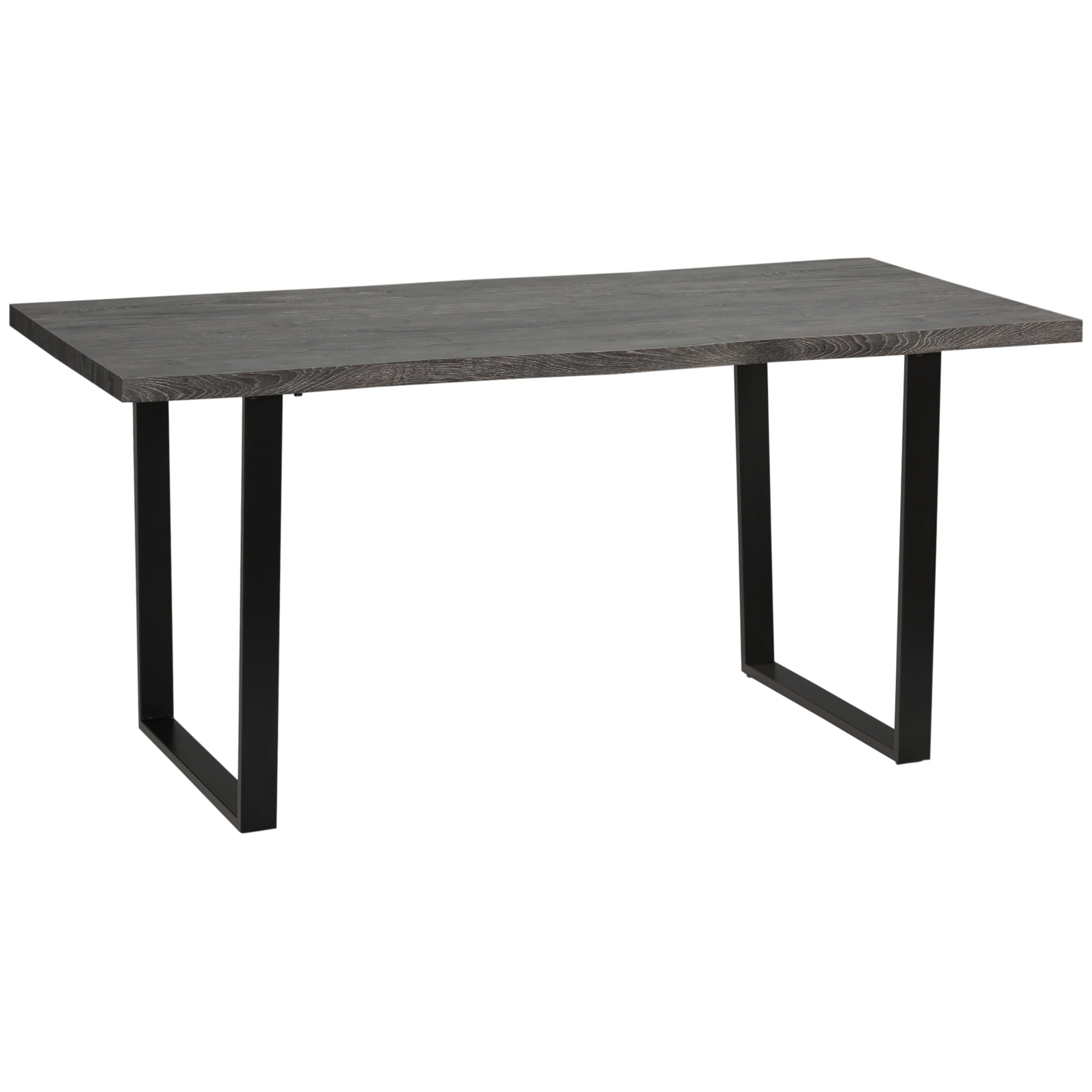 HOMCOM 63 Dining Table, Industrial Kitchen Table with Wave-edged Tabletop and Steel Legs for Up to 6 People, Grey