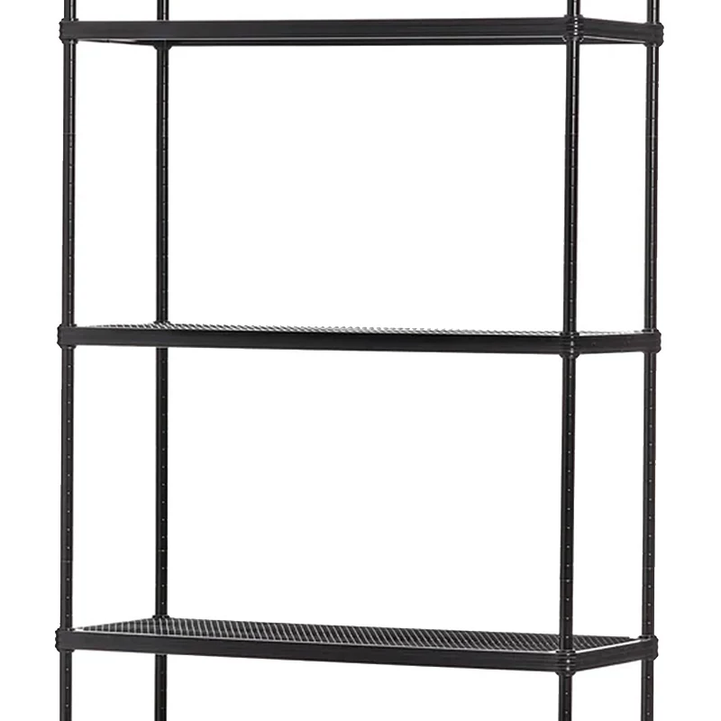 Design Ideas Meshworks 5 Tier Metal Storage Shelving Unit Rack Bookshelf， Black