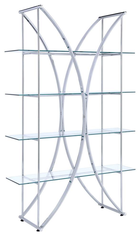 Larson 4 tier Bookcase Chrome and Clear   Modern   Bookcases   by Modon  Houzz