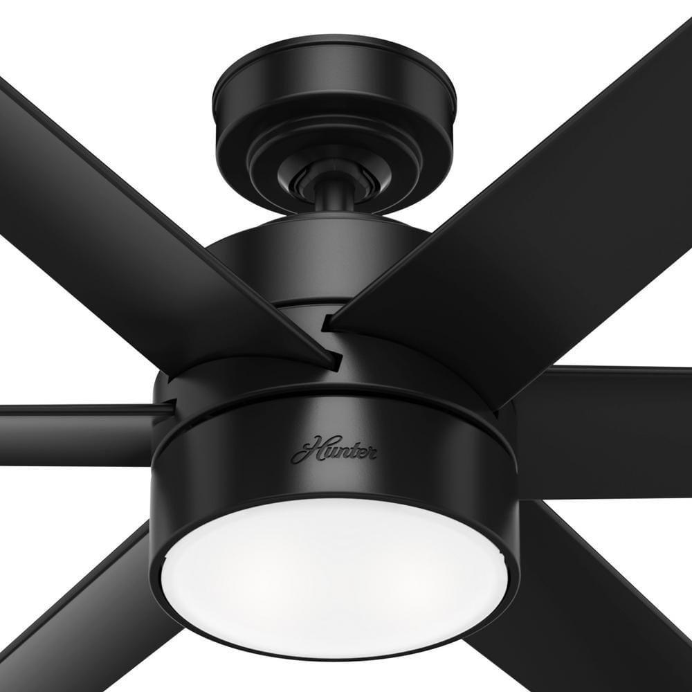 Hunter Solaria 60 in Integrated LED IndoorOutdoor Matte Black Ceiling Fan with Light Kit and Wall Control