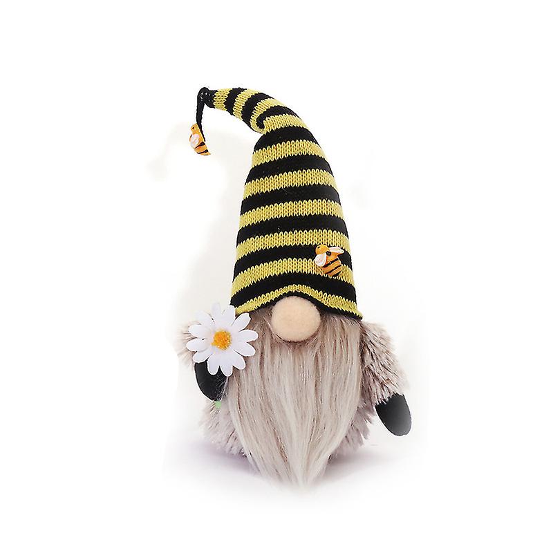 Bee Stripe Pattern Knitted Stripe Faceless Doll With Large Nose Doll Decoration