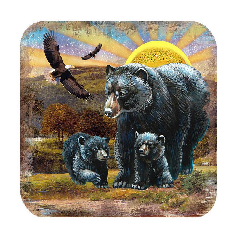 Bears Wooden Cork Coasters Gift Set of 4 by Nature Wonders