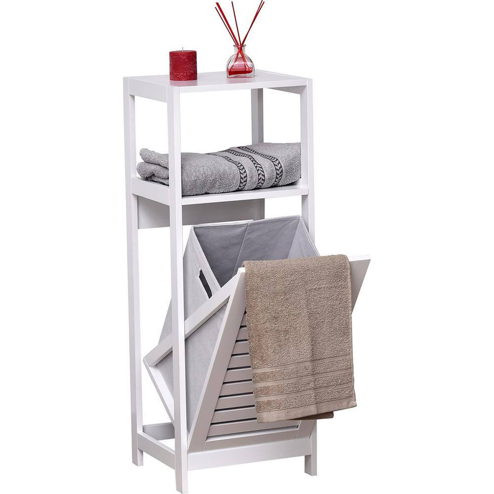 Evideco Miami 14.4 in. W Tilt-Out Laundry Linen Hamper Cabinet in White Color 98123100