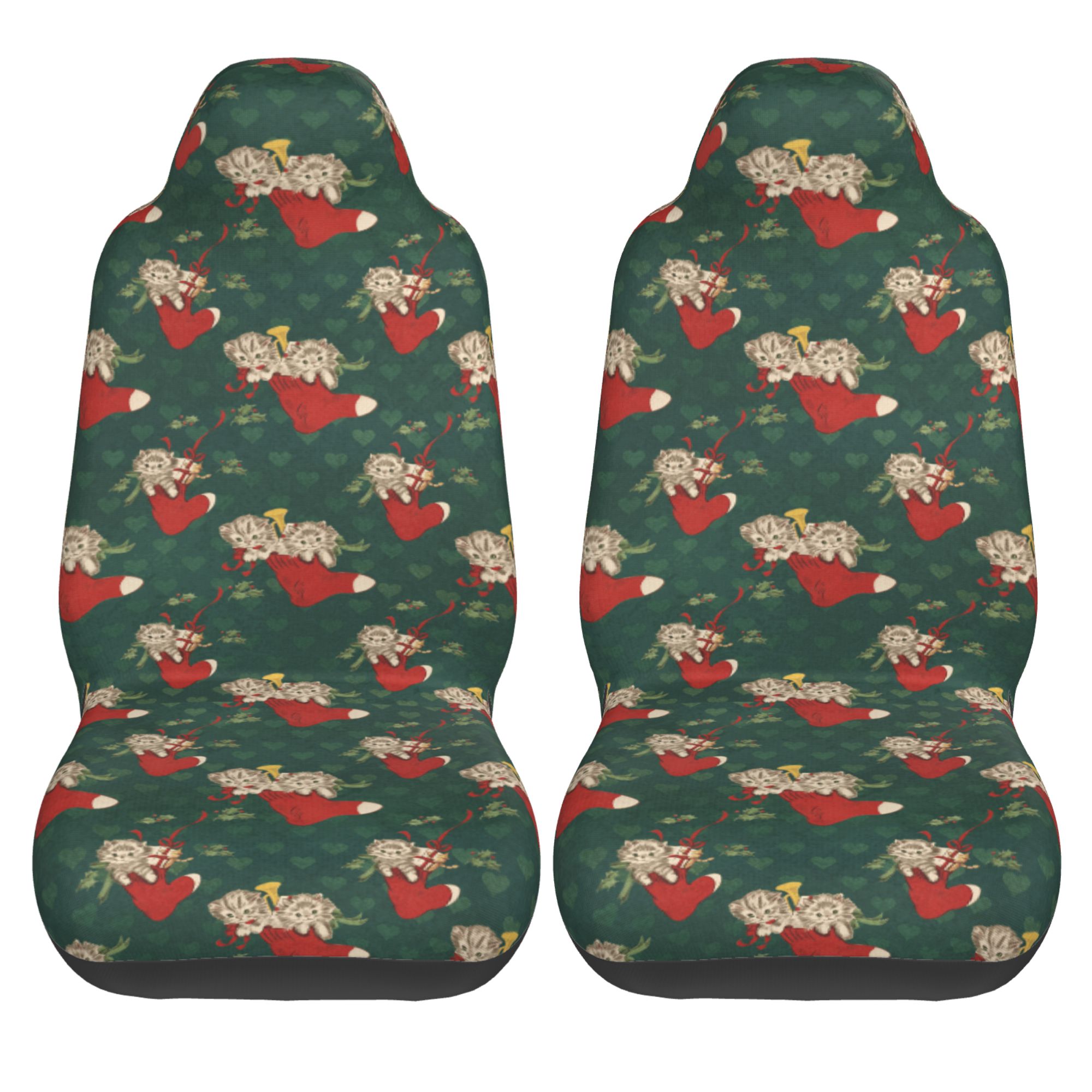 ZICANCN Car Seat Cover Funny Christmas Boots Cats Car Front Seat Covers Protectors ， Automotive Seat Covers for Cars Trucks Suv