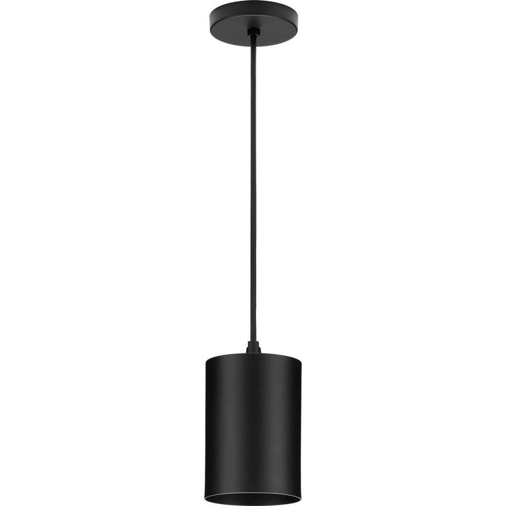 Progress Lighting Cylinder Collection 5 in. 1-Light Black LED Modern Outdoor Pendant Hanging Light P550099-031-30