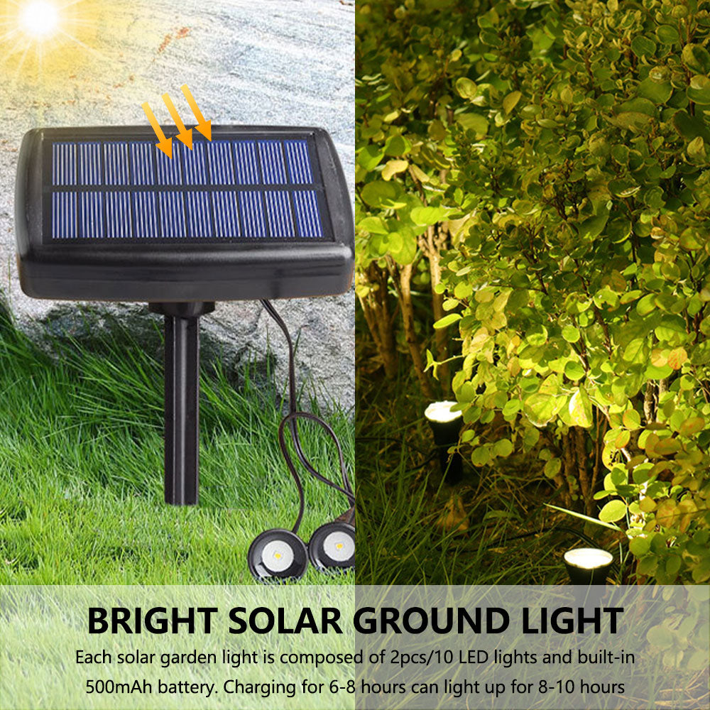 HOTBEST Solar Lights Outdoor Power Led Garden Spotlights Spot Waterproof Bright Decking Spotlights RGB Landscape Lights IP65 Waterproof Yard Downlight Pack of 10