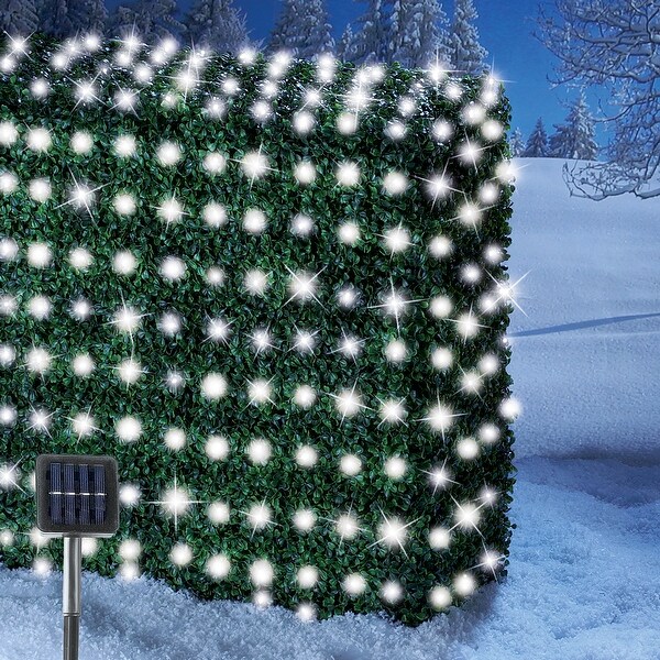 Outdoor Solar LED Christmas Net Lights with Steady or Flashing Modes