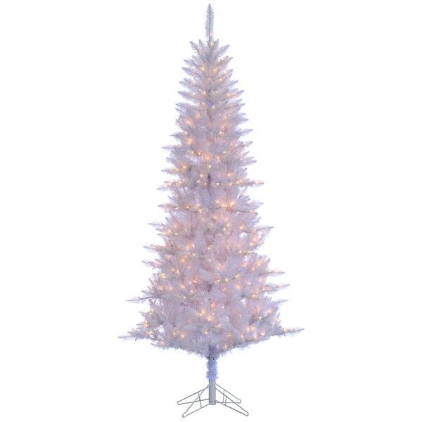 7.5 Foot White Tiffany Tinsel Tree with 450 clear lights