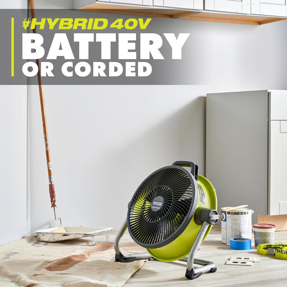 RYOBI 40V 14 in. Cordless Hybrid WHISPER SERIES Air Cannon Fan (Tool Only) RY40HF02B