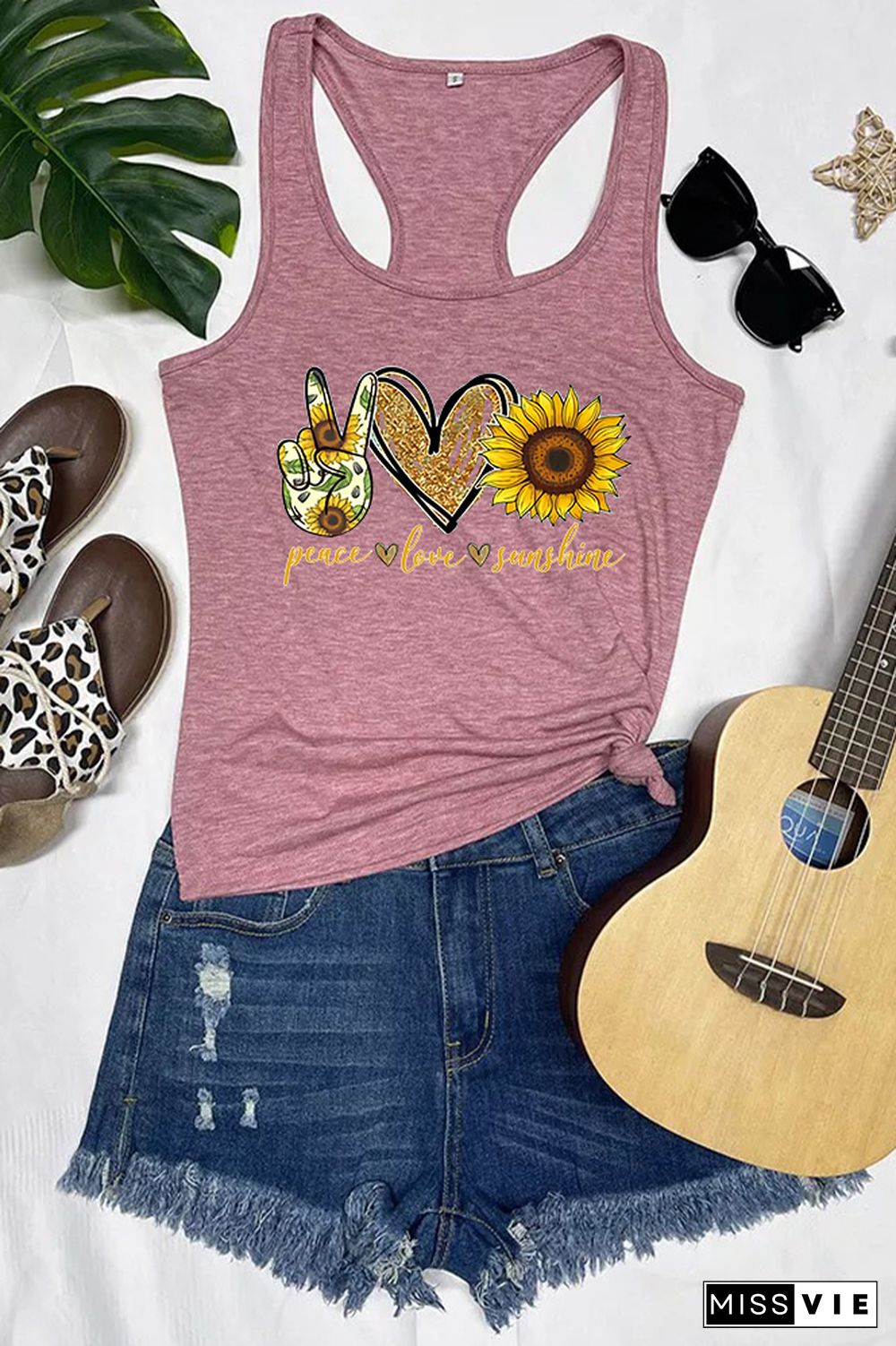 Peace Love Sunshine Sleeveless Tank Top Wholesale