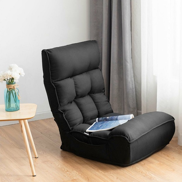 Costway 4 position Floor Chair Folding Lazy Sofa W adjustable Backrest amp Headrest