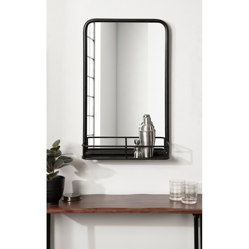 Kate and Laurel Estero Metal Framed Radius Rectangle Mirror with Shelf