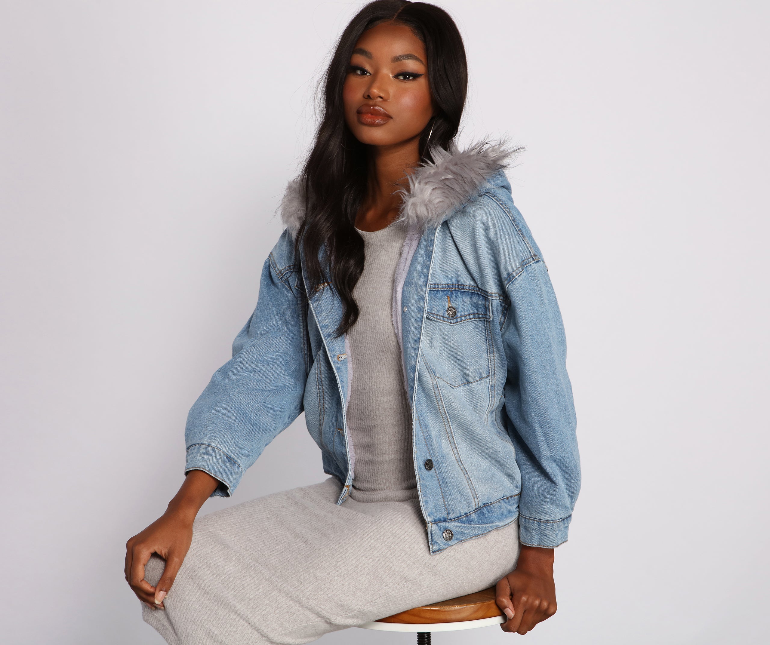 Casual And Cozy Hooded Denim Jacket