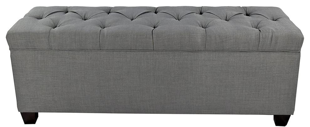 Contemporary Ottoman  Button Tufted Top With Hidden Shoe Storage   Midcentury   Footstools And Ottomans   by Declusia  Houzz