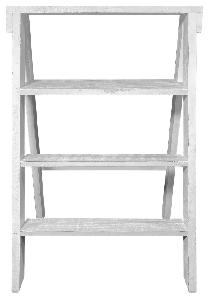 Benzara UPT 248007 27 quotPinewood Ladder Bookcase  Open Shelves  White   Farmhouse   Bookcases   by Uber Bazaar  Houzz