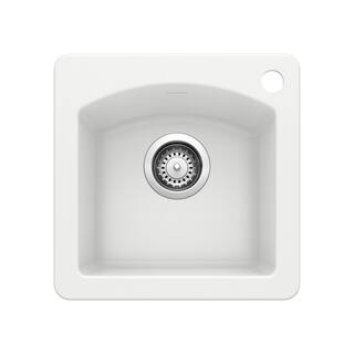 Blanco DIAMOND SILGRANIT White Granite Composite 15 in. 1-Hole Drop-InUndermount Bar Sink 440205