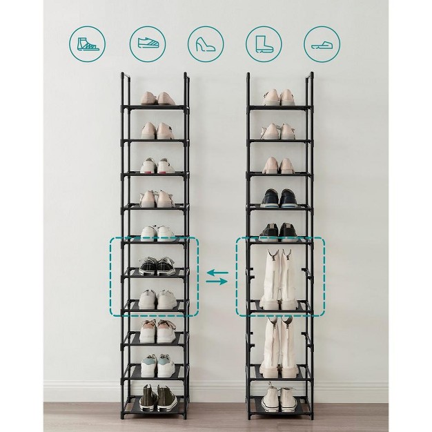 Songmics Shoe Rack 10 Tier Shoe Shelf Shoe Storage Organizer 13 X 13 X 68 1 Inches Black