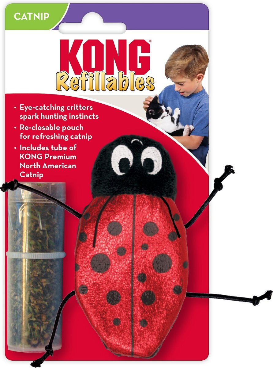 KONG Refillables Ladybug Cat Toy， Red/Black