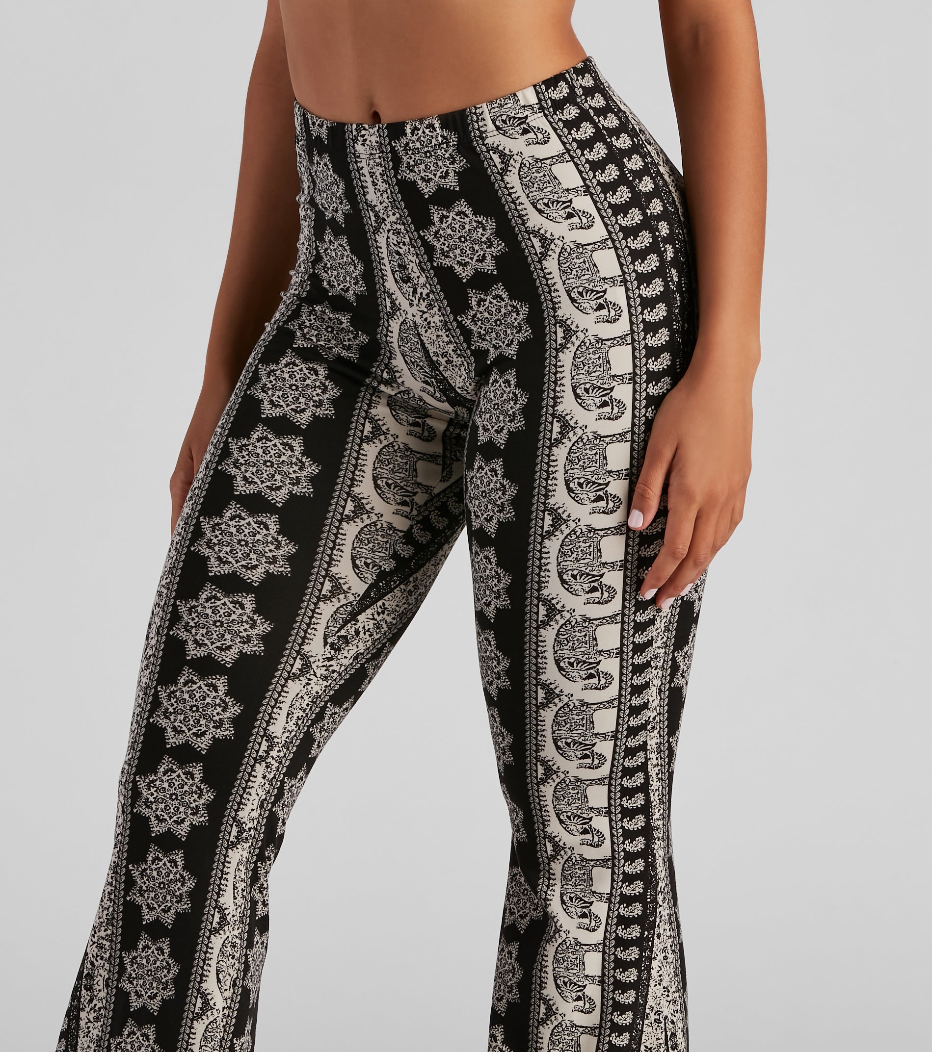 Elephant Print Bohemian Flare Pants